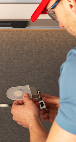 Close-up of high-quality Somfy shutter motor components installation